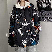 画像をギャラリービューアに読み込む, 原宿系リバーシブルくまゆったりトップスコートジャケットレデイーズファッション