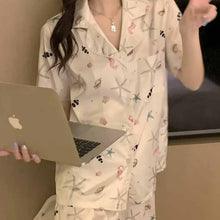 画像をギャラリービューアに読み込む, 韓国っぱパジャマルームウェア上下2点セットアップショートパンツとシャツ
