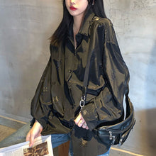 画像をギャラリービューアに読み込む, 原宿系フラワー柄 花柄 総柄 ゆったり長袖トップスカジュアルシャツダンス服ストリート系