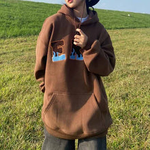 画像をギャラリービューアに読み込む, 韓国のルーズ フード付きプルオーバー セーター