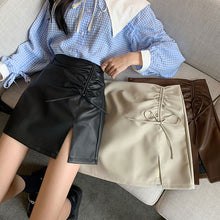 画像をギャラリービューアに読み込む, オシャレPU Aラインスカートガーリー フェミニン 清新韓国系 シンプル