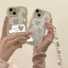画像をギャラリービューアに読み込む, iphoneケース iphoneカバー 鏡 ハート ウェーブ TPU スマホ スマホグッズ iphone14ケース iphone13ケース