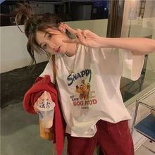 画像をギャラリービューアに読み込む, 韓国っぱ古着ライク カジュアルオーバーサイズ 半袖Tシャツ アニマル