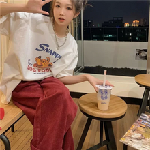 画像をギャラリービューアに読み込む, 韓国っぱ古着ライク カジュアルオーバーサイズ 半袖Tシャツ アニマル