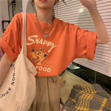 画像をギャラリービューアに読み込む, 韓国っぱ古着ライク カジュアルオーバーサイズ 半袖Tシャツ アニマル