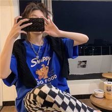 画像をギャラリービューアに読み込む, 韓国っぱ古着ライク カジュアルオーバーサイズ 半袖Tシャツ アニマル