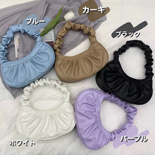 画像をギャラリービューアに読み込む, バッグ カラバリ 韓国っぽ くしゅくしゅ シンプル フェミカジ PUレザー プリーツ