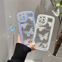 画像をギャラリービューアに読み込む, バタフライデザインiPhone ケース キラキラ クリア 透明 液体ケース韓国っぽ iPhoneケースiphone13ケースiphone14ケース