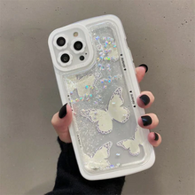 画像をギャラリービューアに読み込む, バタフライデザインiPhone ケース キラキラ クリア 透明 液体ケース韓国っぽ iPhoneケースiphone13ケースiphone14ケース