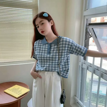 画像をギャラリービューアに読み込む, モテ度UP ギンガムチェック ブロックチェック シャツ ポロシャツ バイカラー カジュアル フェミニンデート ナチュラル 韓国っぽ