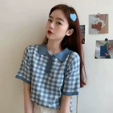 画像をギャラリービューアに読み込む, モテ度UP ギンガムチェック ブロックチェック シャツ ポロシャツ バイカラー カジュアル フェミニンデート ナチュラル 韓国っぽ