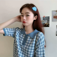 画像をギャラリービューアに読み込む, モテ度UP ギンガムチェック ブロックチェック シャツ ポロシャツ バイカラー カジュアル フェミニンデート ナチュラル 韓国っぽ