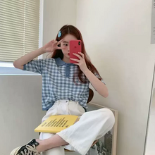 画像をギャラリービューアに読み込む, モテ度UP ギンガムチェック ブロックチェック シャツ ポロシャツ バイカラー カジュアル フェミニンデート ナチュラル 韓国っぽ