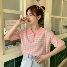 画像をギャラリービューアに読み込む, モテ度UP ギンガムチェック ブロックチェック シャツ ポロシャツ バイカラー カジュアル フェミニンデート ナチュラル 韓国っぽ