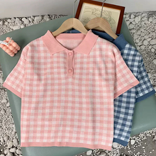 画像をギャラリービューアに読み込む, モテ度UP ギンガムチェック ブロックチェック シャツ ポロシャツ バイカラー カジュアル フェミニンデート ナチュラル 韓国っぽ