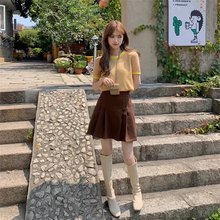 画像をギャラリービューアに読み込む, 韓国っぱ チェック柄半袖ニットシャツカジュアルトップスレデイーズ