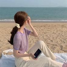 画像をギャラリービューアに読み込む, 韓国っぱ チェック柄半袖ニットシャツカジュアルトップスレデイーズ
