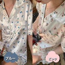 画像をギャラリービューアに読み込む, セットアップ可愛い 小花柄 ルームウェア シャツと パンツパジャマ部屋着