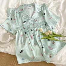 画像をギャラリービューアに読み込む, 韓国っぱパジャマルームウェア上下2点セットアップショートパンツとシャツ