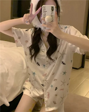 画像をギャラリービューアに読み込む, 韓国っぱパジャマルームウェア上下2点セットアップショートパンツとシャツ