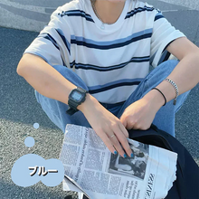 画像をギャラリービューアに読み込む, レインボーストライプ柄Tシャツカジュアル 半袖 シャツ