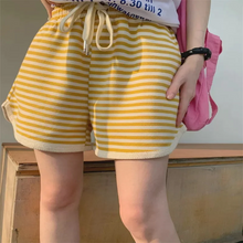 画像をギャラリービューアに読み込む, 柄ボトムスで おしゃれ見えスウェットショートパンツボーダーボーダー柄マリンコーデカジュアルリラクシースポーティーラフショーパン