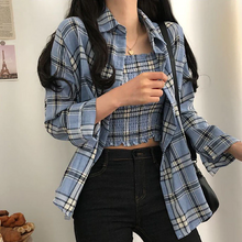 画像をギャラリービューアに読み込む, 2点セットアップキャミソール チェック柄シャツトップス韓国っぽレデイーズ通勤