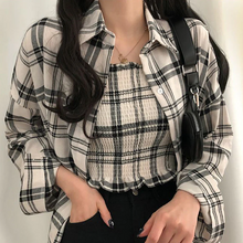 画像をギャラリービューアに読み込む, 2点セットアップキャミソール チェック柄シャツトップス韓国っぽレデイーズ通勤