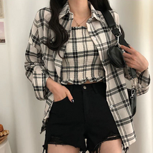画像をギャラリービューアに読み込む, 2点セットアップキャミソール チェック柄シャツトップス韓国っぽレデイーズ通勤