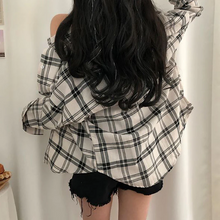 画像をギャラリービューアに読み込む, 2点セットアップキャミソール チェック柄シャツトップス韓国っぽレデイーズ通勤