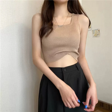 画像をギャラリービューアに読み込む, シンプルだけど女っぽい リブニット ノースリーブ ショート丈 脚長効果 6カラー スクエアネック フェミニン 大人っぽ レイヤード キャミソール
