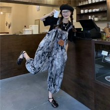画像をギャラリービューアに読み込む, タイダイ柄2点セットトップスとサロペット パンツオーバーオール原宿系ダンス洋服