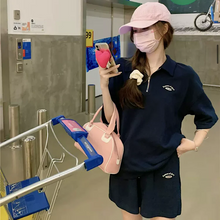 画像をギャラリービューアに読み込む, おしゃれに快適っぽ スポーティー セットアップ ハーフジップトップス ハーフパンツ 2点セット