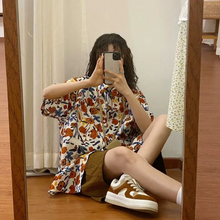 画像をギャラリービューアに読み込む, ヴィンテージ花柄シャツ半袖ファッション シャツ