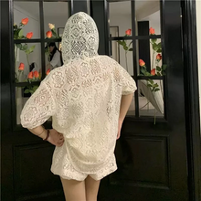 画像をギャラリービューアに読み込む, 2点セットアップパーカー トップスとショートパンツかわいいレースセットアップ
