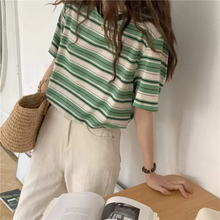 画像をギャラリービューアに読み込む, 着映えばっちり マルチボーダー ボーダー Tシャツ ゆるかわ オーバーサイズ メンズライク カジュアル ラウンドネック ナチュラル ゆるカジ