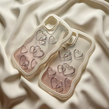 画像をギャラリービューアに読み込む, 韓国っぱ透明クリアハート柄iphoneケーススマホケースおしゃれiphone13 ケースiphone14ケース