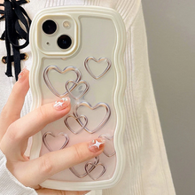 画像をギャラリービューアに読み込む, 韓国っぱ透明クリアハート柄iphoneケーススマホケースおしゃれiphone13 ケースiphone14ケース