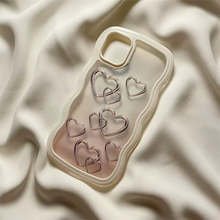 画像をギャラリービューアに読み込む, 韓国っぱ透明クリアハート柄iphoneケーススマホケースおしゃれiphone13 ケースiphone14ケース