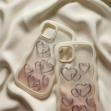 画像をギャラリービューアに読み込む, 韓国っぱ透明クリアハート柄iphoneケーススマホケースおしゃれiphone13 ケースiphone14ケース