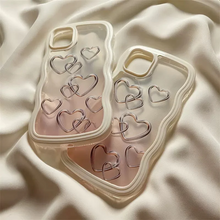 画像をギャラリービューアに読み込む, 韓国っぱ透明クリアハート柄iphoneケーススマホケースおしゃれiphone13 ケースiphone14ケース