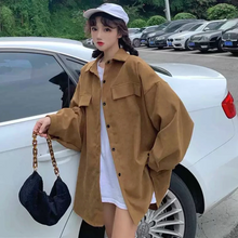 画像をギャラリービューアに読み込む, レトロオーバーサカジュアル長袖シャツトップス秋コーデ韓国系