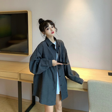 画像をギャラリービューアに読み込む, レトロオーバーサカジュアル長袖シャツトップス秋コーデ韓国系