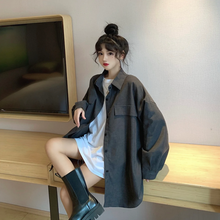 画像をギャラリービューアに読み込む, レトロオーバーサカジュアル長袖シャツトップス秋コーデ韓国系