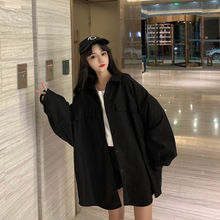 画像をギャラリービューアに読み込む, レトロオーバーサカジュアル長袖シャツトップス秋コーデ韓国系