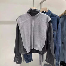 画像をギャラリービューアに読み込む, デニムシャツ ショール 2点セットカジュアル 古着っぽ メンズライク 韓国っぽ ストリート