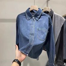 画像をギャラリービューアに読み込む, デニムシャツ ショール 2点セットカジュアル 古着っぽ メンズライク 韓国っぽ ストリート