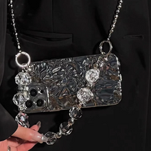 画像をギャラリービューアに読み込む, 韓国ファッションストラップ付き メタリックケース チェーン iPhoneケース