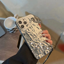 画像をギャラリービューアに読み込む, 韓国ファッションストラップ付き メタリックケース チェーン iPhoneケース