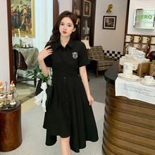 画像をギャラリービューアに読み込む, ファッション カジュアル アシンメトリー シャツ ドレス ミディ ドレス